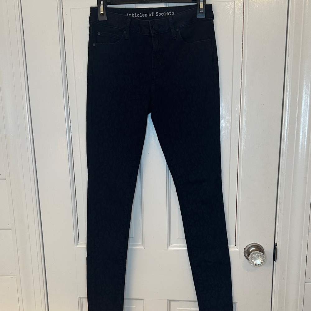 Articles Of Society‎ Women's Black Animal Print Skinny Jeans size 26 EUC